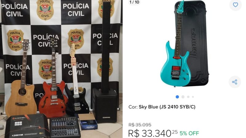 Polícia recupera instrumentos avaliados em mais de R$ 300 mil, em Santos