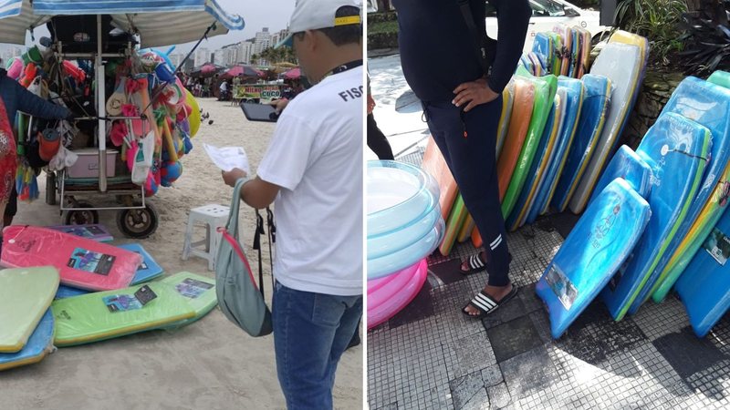 Prefeitura de Guarujá apreende pranchas e infláveis vendidos irregularmente nas praias