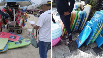 Prefeitura de Guarujá apreende pranchas e infláveis vendidos irregularmente nas praias