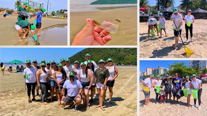 Sicredi promove mutirão de limpeza na praia da Enseada, em Bertioga