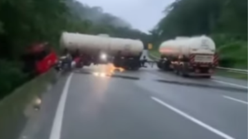 Acidente e neblina causam transtornos em rodovias do litoral de SP na manhã de terça-feira (4)