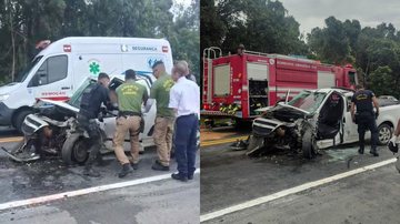 Colisão frontal na Rio-Santos deixa feridos e bloqueia rodovia em Bertioga