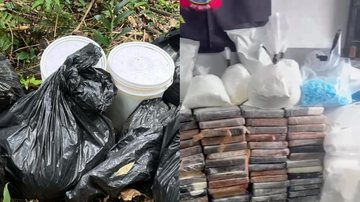PM localiza mais de 300 kg de drogas em tonéis enterrados no Perequê, em Guarujá