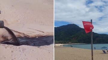 Suposto esgoto a céu aberto escurece praia e surpreende banhistas no litoral de SP