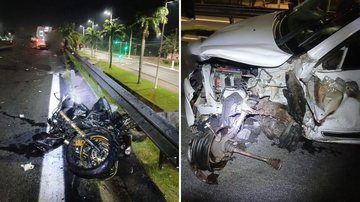 Motociclista fica em estado gravíssimo após acidente com carro na contramão em Praia Grande