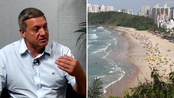 Secretário de Defesa e Convivência Social do Guarujá, Renato Fincatti e praia do Tombo