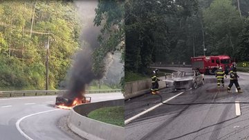 Incêndio destrói carro na rodovia dos Tamoios; assista vídeo