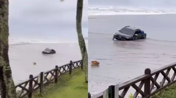 Picape do Instituto Gremar atola em praia de Bertioga; confira vídeo