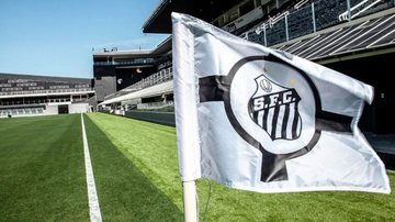 Estádio da Vila Belmiro com bandeira do Santos em destaque