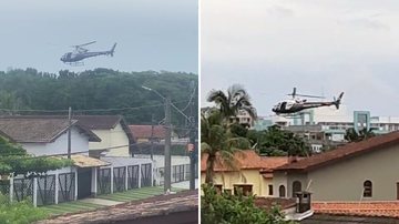 Helicóptero Águia sobrevoa bairro de Bertioga em busca de suspeito em fuga