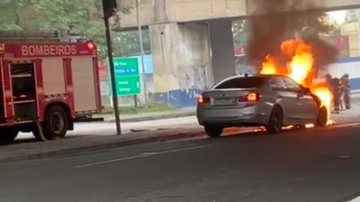 Incêndio atinge BMW em Cubatão e mobiliza bombeiros na Vila Elizabeth