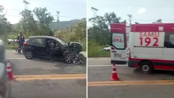 Carros batem de frente na rodovia Rio-Santos, em Bertioga; três vítimas são socorridas
