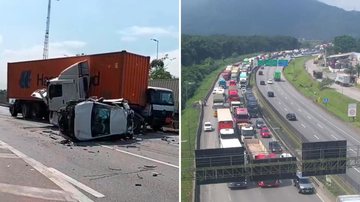 Imagem do acidente e do trânsito na rodovia Cônego Domênico Rangoni