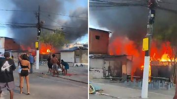 Incêndio atinge comunidade e destrói casas na Zona Noroeste de Santos