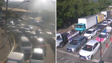 Filas em ambos os lados da travessia São Sebastião-Ilhabela