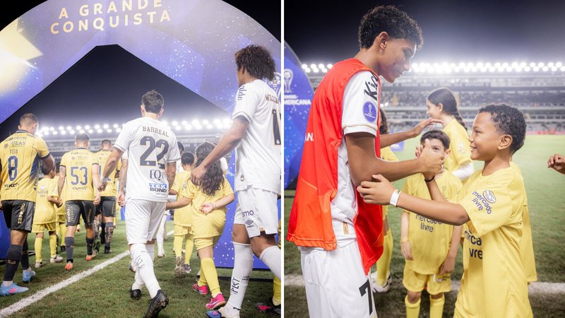 Crianças de São Vicente entram em campo com jogadores do Santos