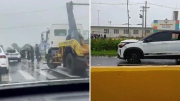 Veículos envolvidos no acidente, na rodovia Rio-Santos (SP-055)