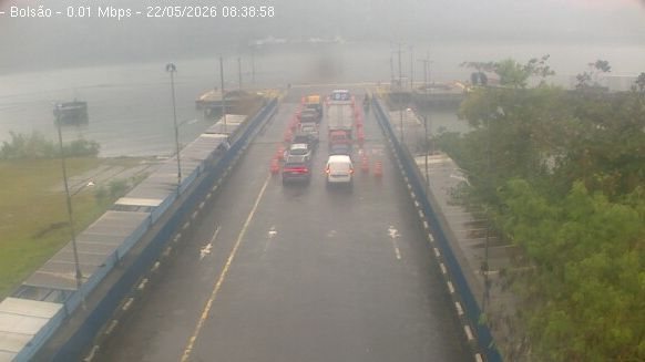 Fila de espera na travessia de balsa Bertioga-Guarujá