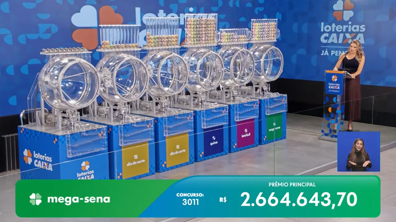 Transmissão do sorteio da Mega-Sena