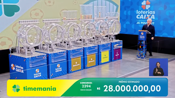 Transmissão do sorteio da Timemania