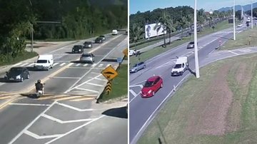 Imagem de câmera de monitoramento do tráfego na rodovia Rio-Santos, no km