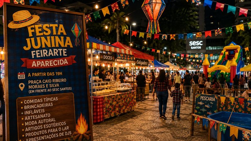 FeirArte Aparecida entra no clima junino com programação em Santos