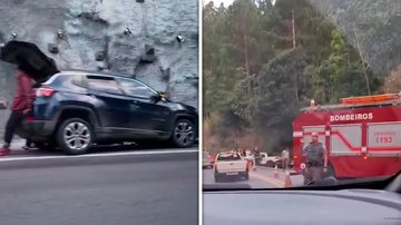 Veículos envolvidos no acidente na rodovia Rio-Santos
