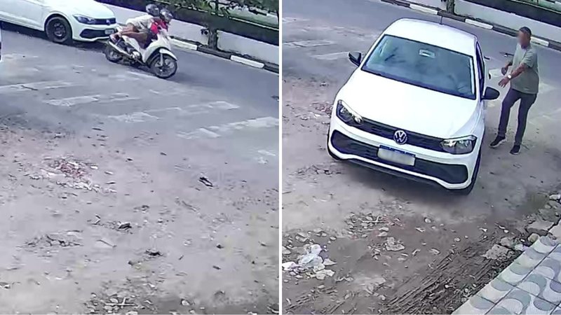 Motorista foge após bater em moto com mãe e filha, em Guarujá