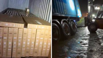 TVs recuperadas e caminhão-trator atrelado a semirreboque