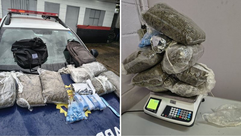 Suspeito tenta fugir, cai em córrego e GCM apreende 7,2kg de maconha em Bertioga