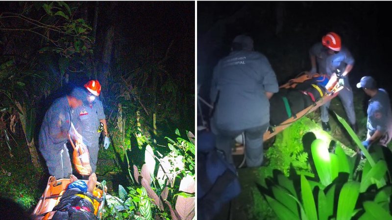 Bombeiros resgatam idoso vítima de AVC em área de difícil acesso em Ubatuba