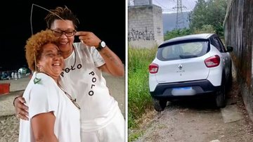 Ieda Aparecida e Fabiana Nogueira abraçadas; imagem do veículo do casal, encontrado dias antes