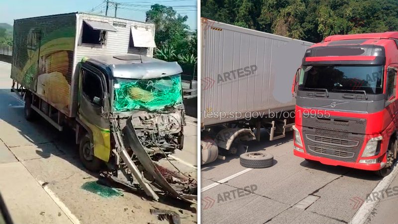 Imagens das carretas envolvidas no acidente