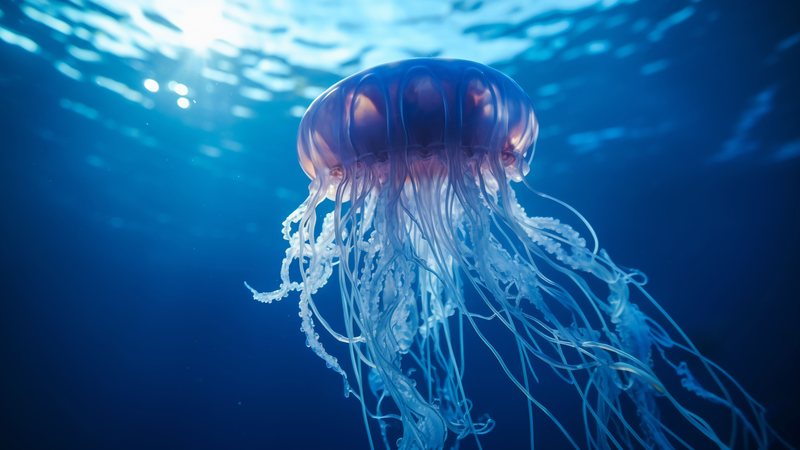 Imagem aquática de água-viva no oceano