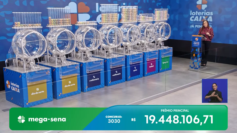 Transmissão do sorteio da Mega-Sena