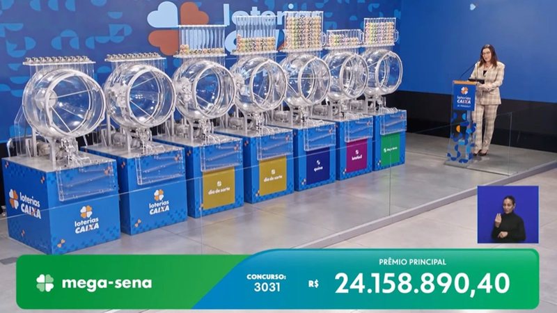 Transmissão do sorteio da Mega-Sena.