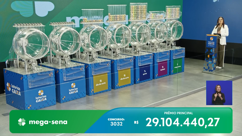 Transmissão do sorteio da Mega-Sena