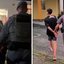 Imagens de policias militares efetuando a prisão de indivíduos
