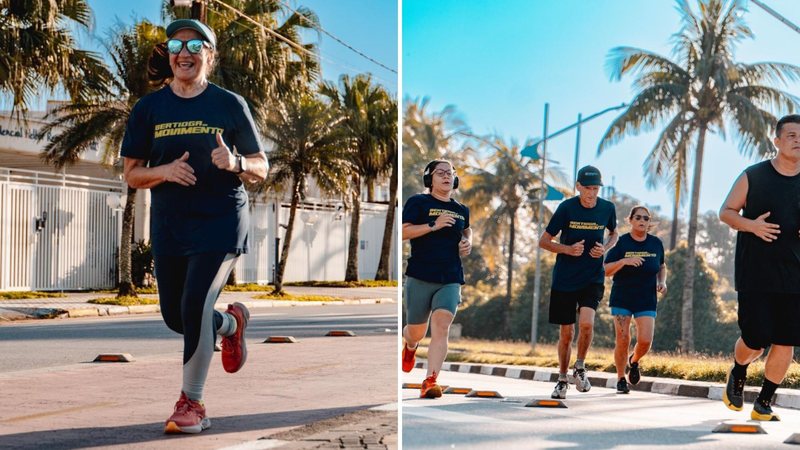 Imagem de pessoas se exercitando no calçadão da praia da Enseada, em Bertioga
