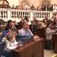 Participantes do anúncio orçamentário na Sala Princesa Isabel
