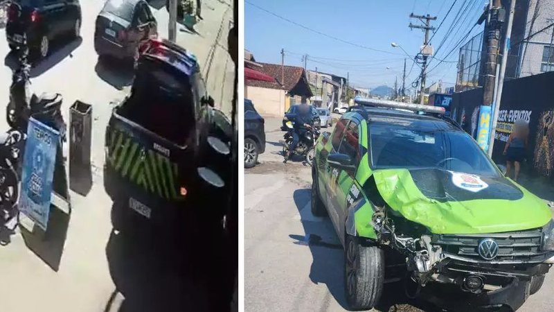 Foto de viatura batida em São Vicente
