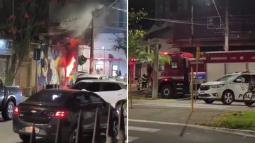 Imagens do incêndio na pastelaria em Praia Grande