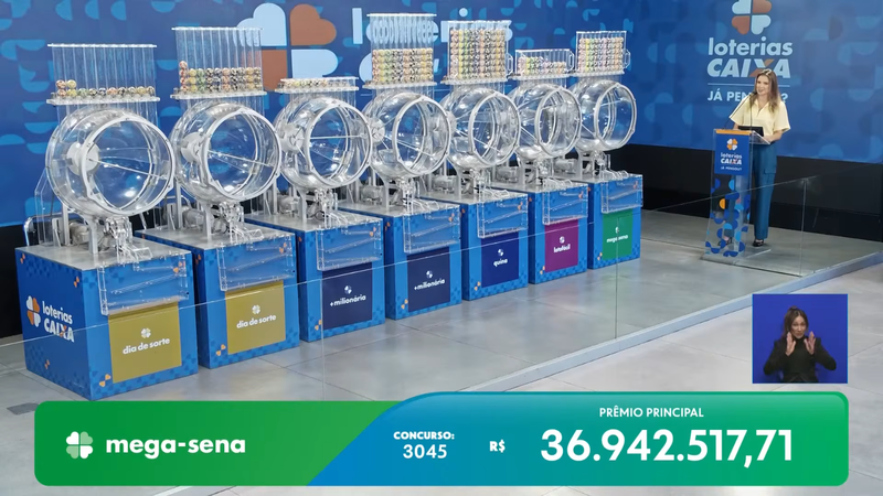 Transmissão do sorteio da Mega-Sena