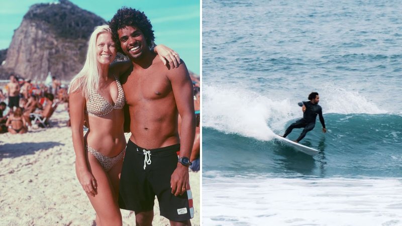 Imagem do casal Victor Bernardo e Johnni na praia