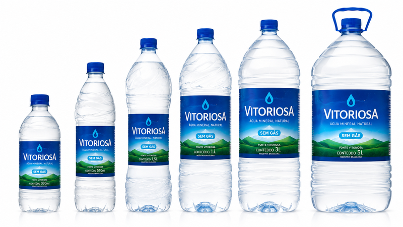 Garrafas de água mineral sem gás da marca Vitoriosa