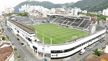 Imagem aerea do estádio Urbano Caldeira, a Vila Belmiro