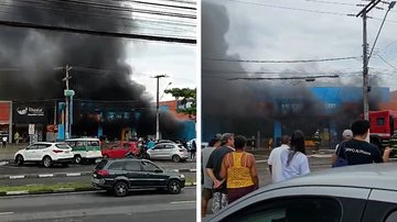 imagens do incêndio, com fumaça