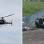 Imagens de um helicóptero da PM e uma viatura da PM