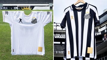Imagens da nova camisa do Santos, com símbolo da marca Pelé no lugar da Umbro