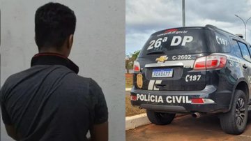 Suspeito preso e viatura da Polícia Civil do Distrito Federal